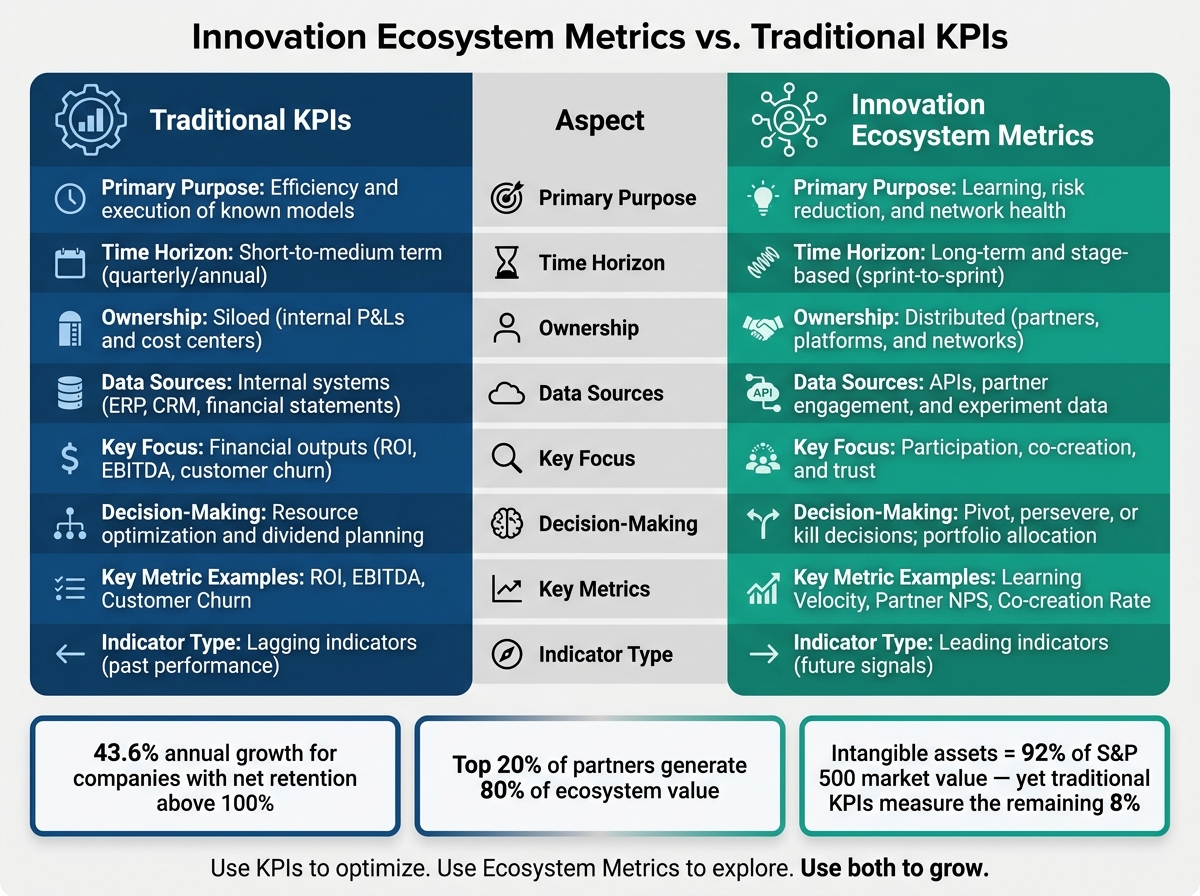 Innovation Ecosystem Metrics vs. Traditional KPIs: Key Differences at a Glance