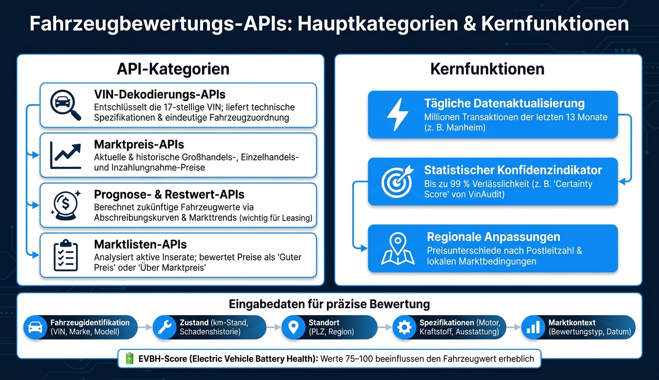 Fahrzeugbewertungs-APIs: Hauptkategorien & Kernfunktionen im Überblick
