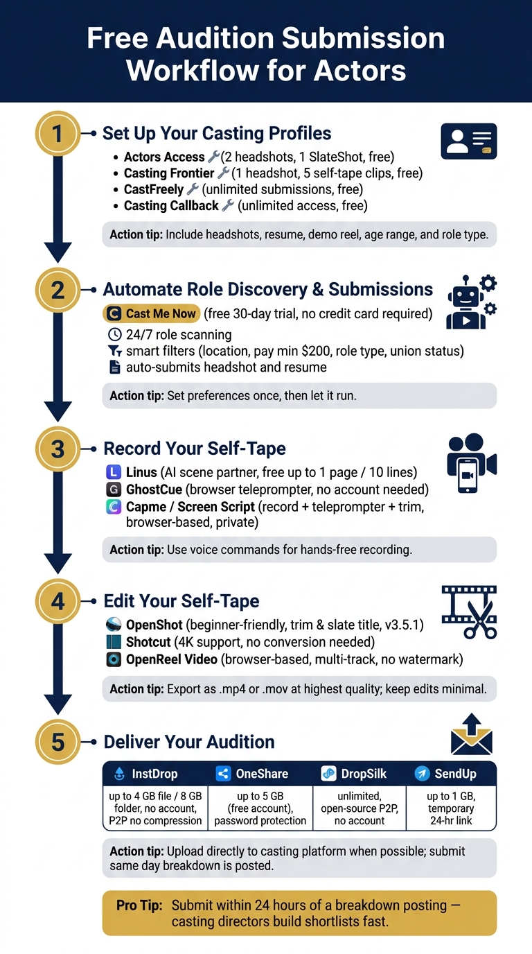 Free Audition Submission Workflow for Actors