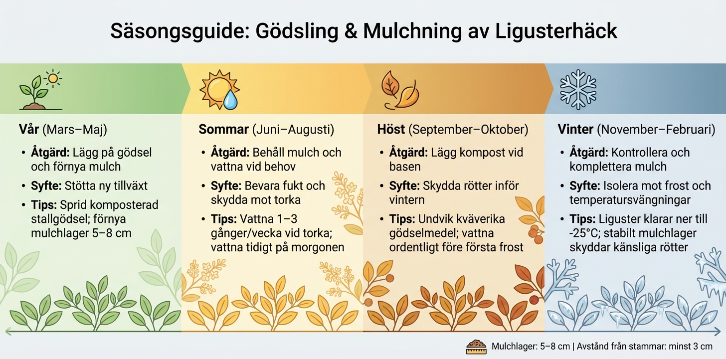 Säsongsguide: Gödsling & Mulchning av Ligusterhäck