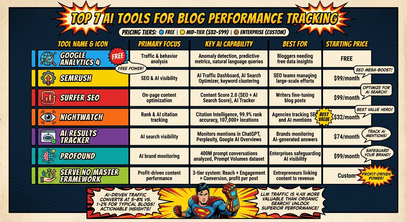 Top 7 AI Tools for Blog Performance Tracking: Feature & Pricing Comparison