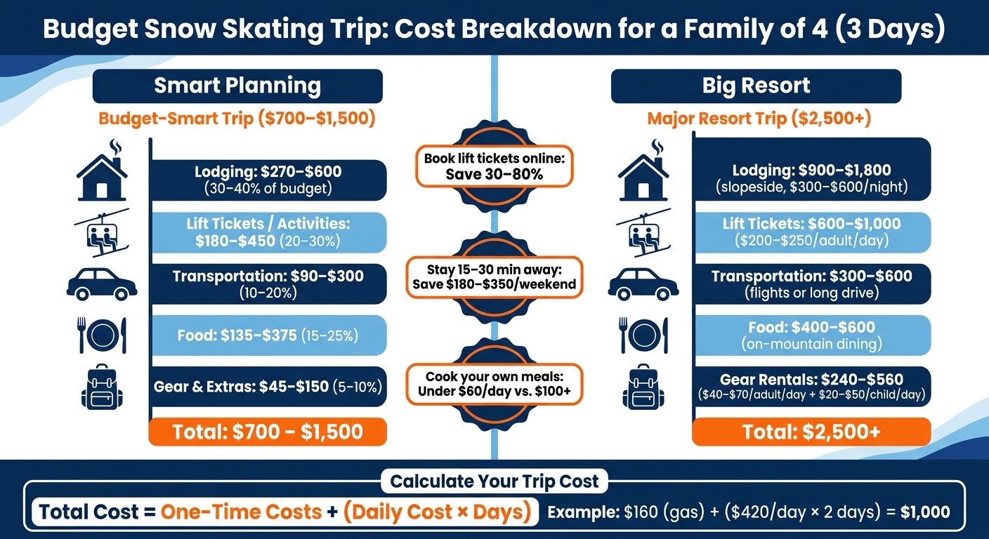 Budget Snow Skating Trip Cost Breakdown: Smart Savings vs. Big Resort Spending