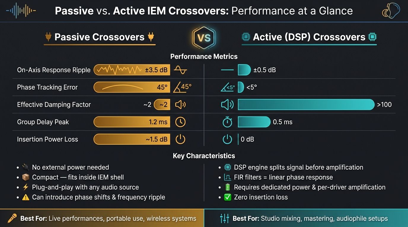 Passive vs Active IEM Crossovers: Key Performance Metrics Compared