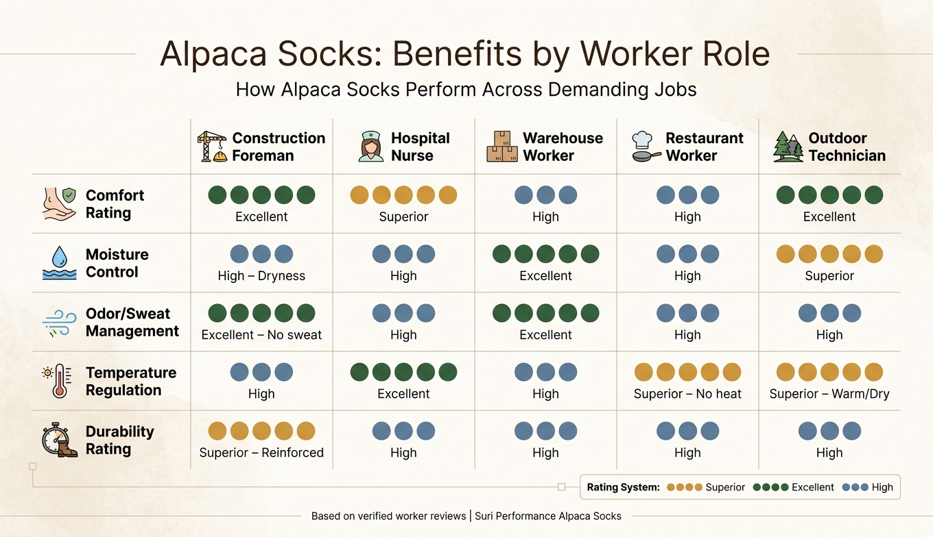 Alpaca Socks Benefits by Worker Role: A Side-by-Side Comparison