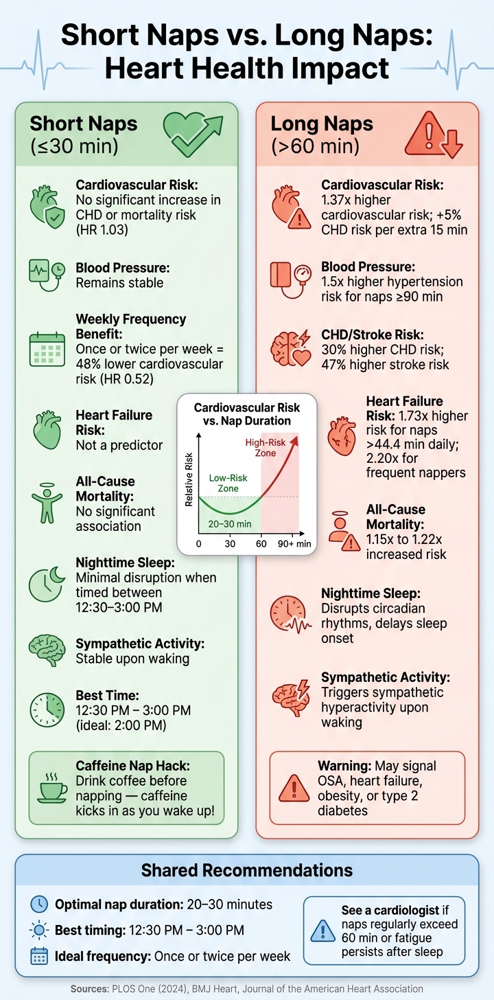 Napping and Heart Health: Short vs Long