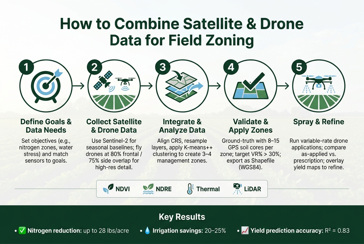How to Combine Satellite & Drone Data for Field Zoning (5-Step Workflow)
