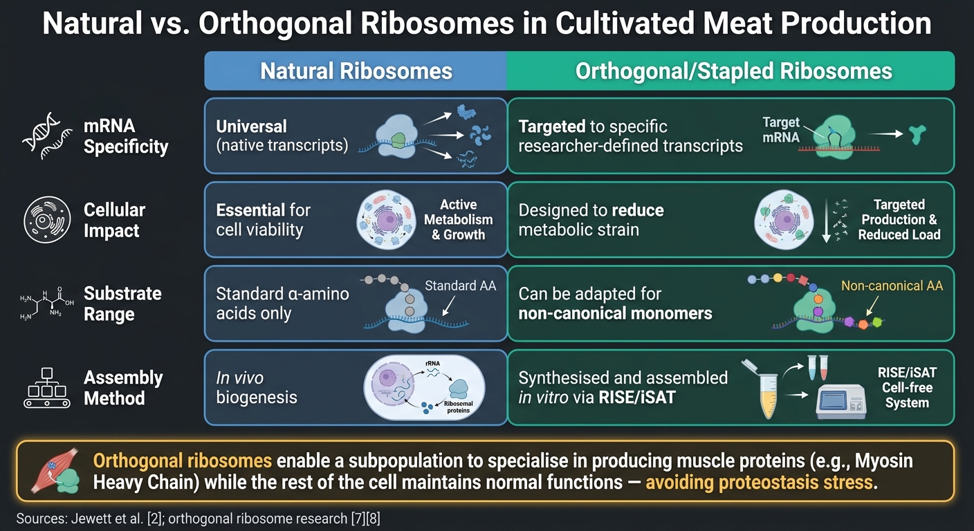 Natural vs. Orthogonal Ribosomes in Cultivated Meat Production