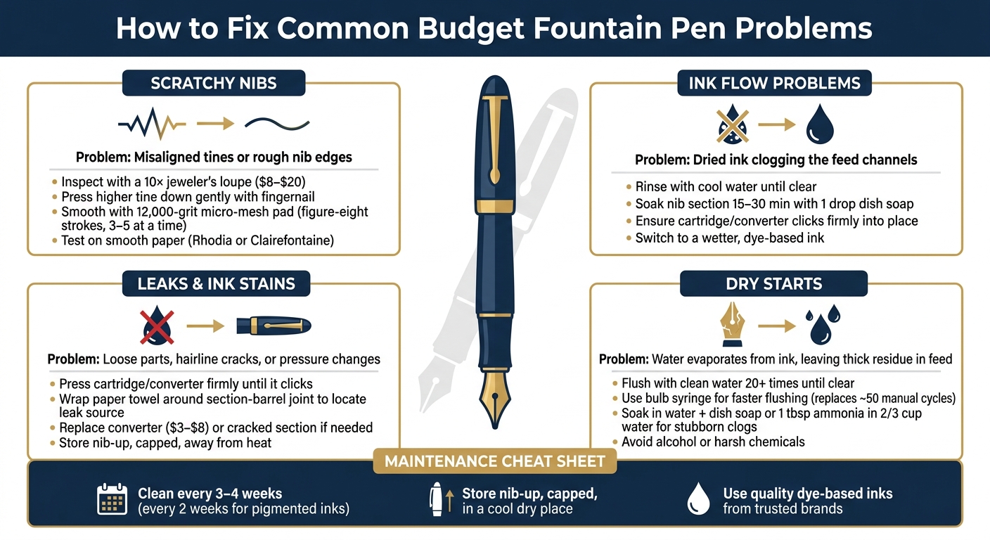 How to Fix Common Budget Fountain Pen Problems