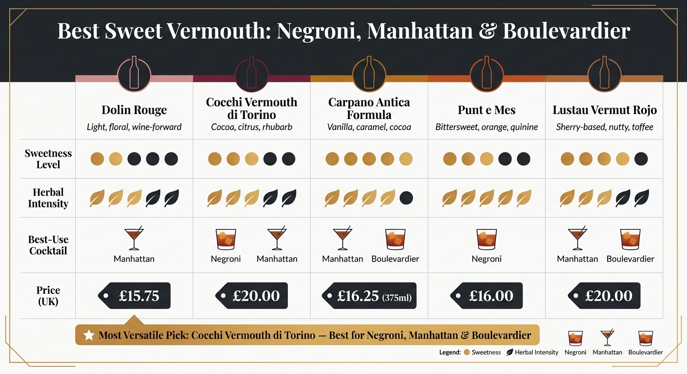 Best Sweet Vermouth for Negroni, Manhattan & Boulevardier: Side-by-Side Comparison