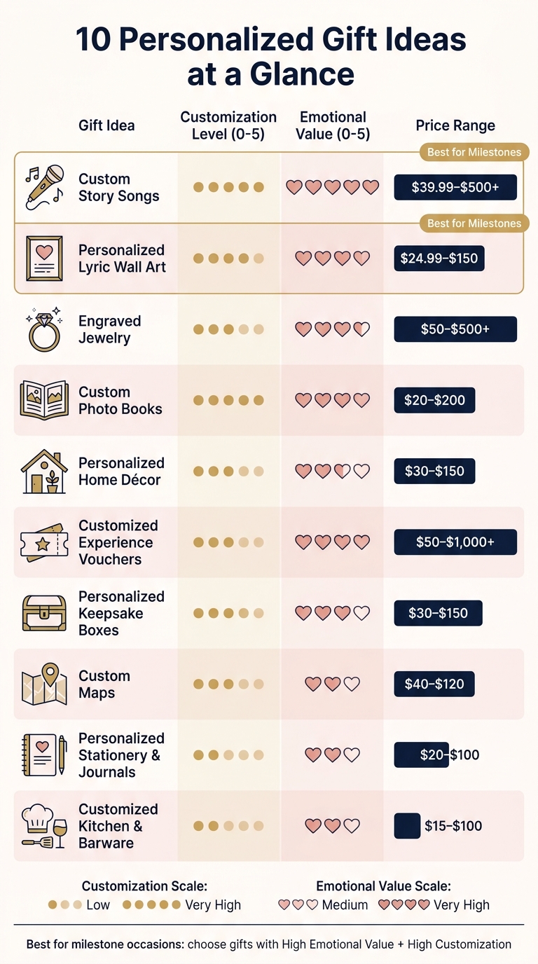 10 Personalized Gift Ideas Compared: Price, Customization & Emotional Value
