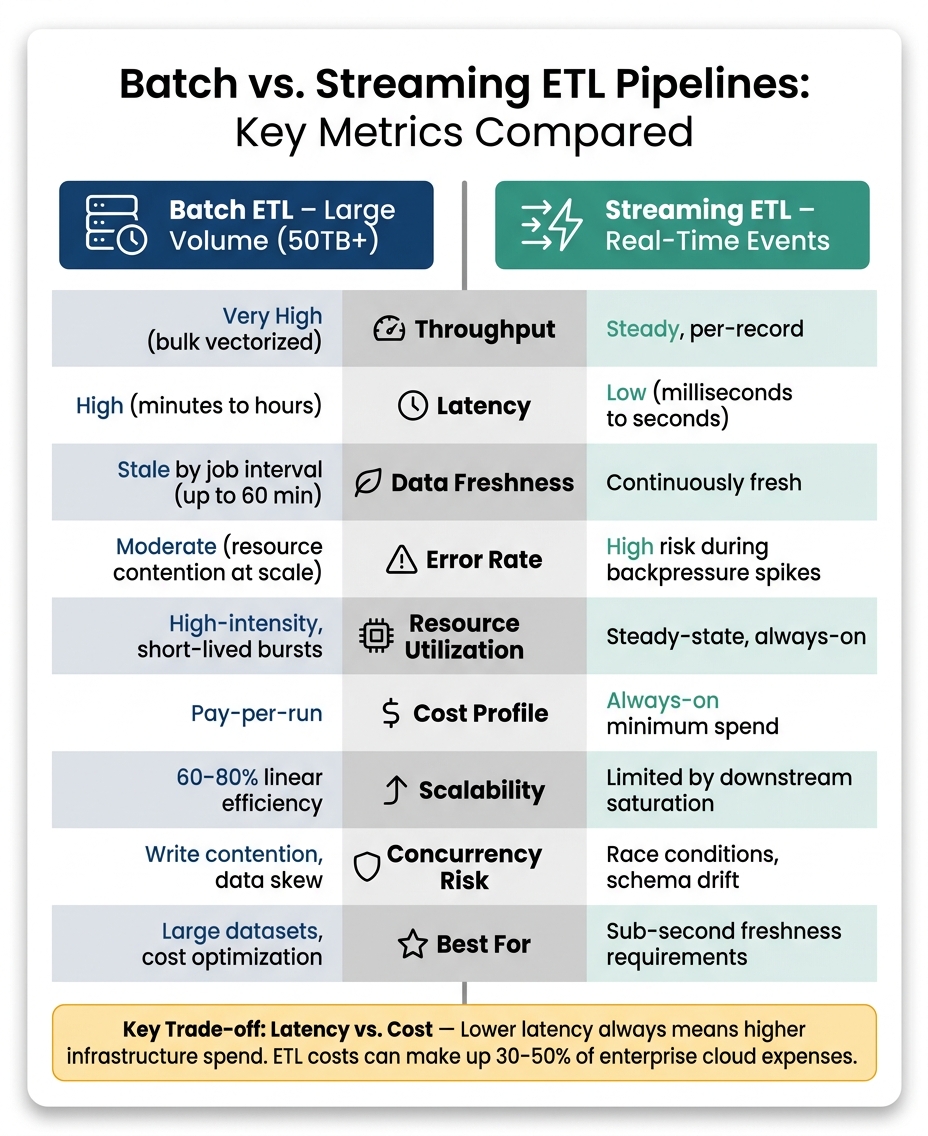 Batch vs. Streaming ETL Pipelines: Key Metrics Compared