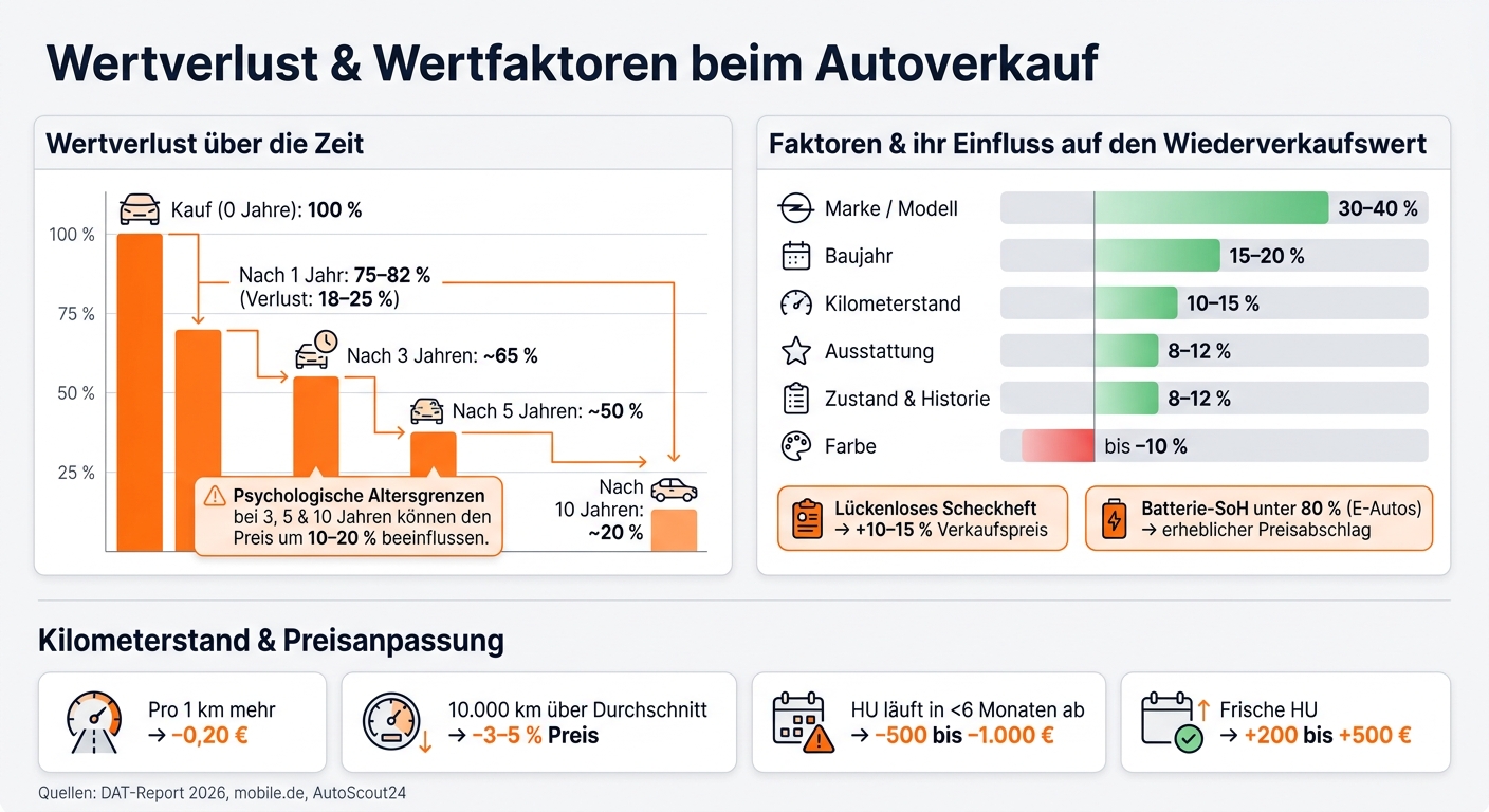 Wertverlust & Wertfaktoren beim Autoverkauf – Alle Zahlen im Überblick