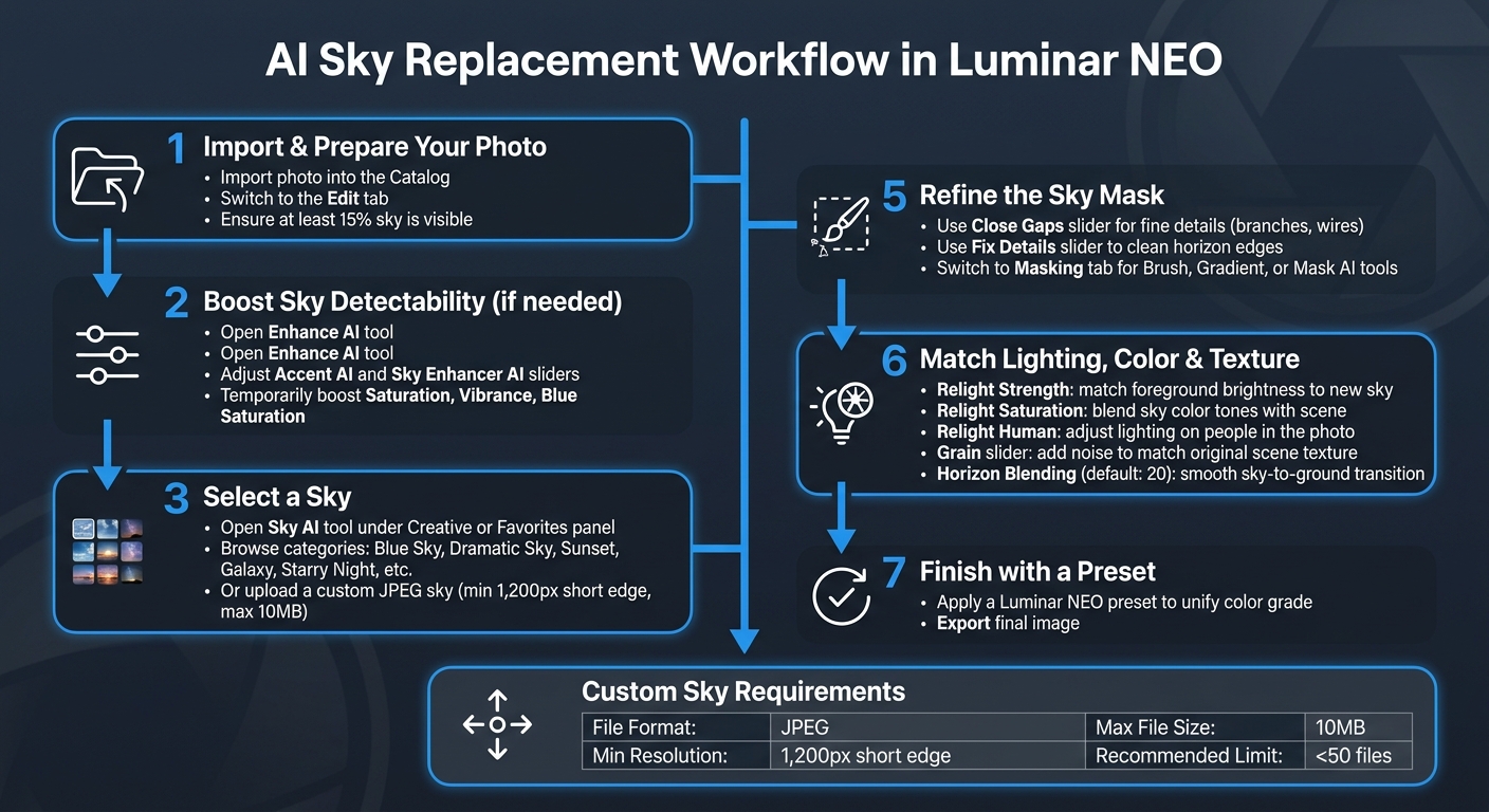 AI Sky Replacement in Luminar NEO: Step-by-Step Workflow