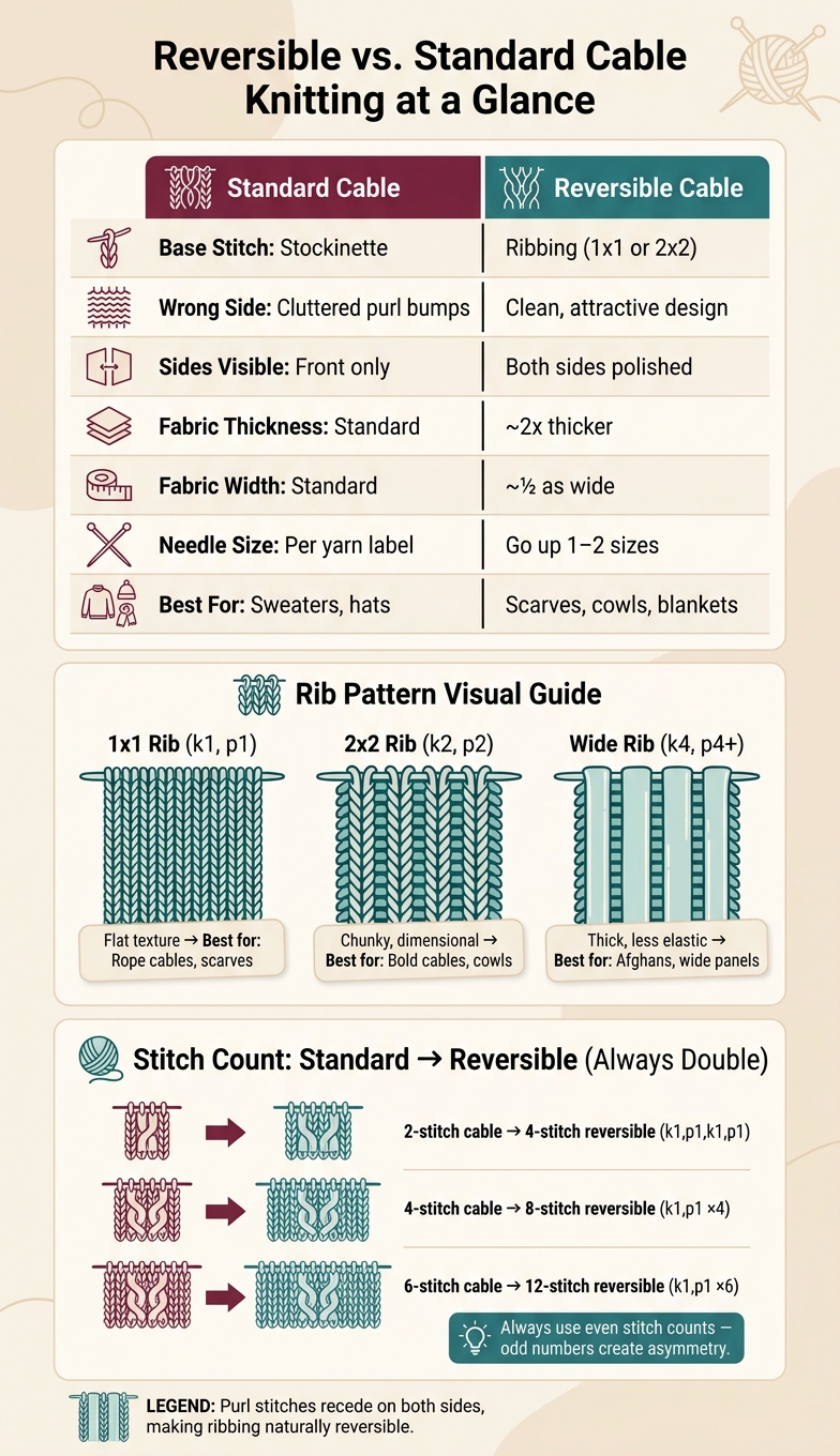Reversible vs Standard Cable Knitting: Key Differences & Stitch Guide