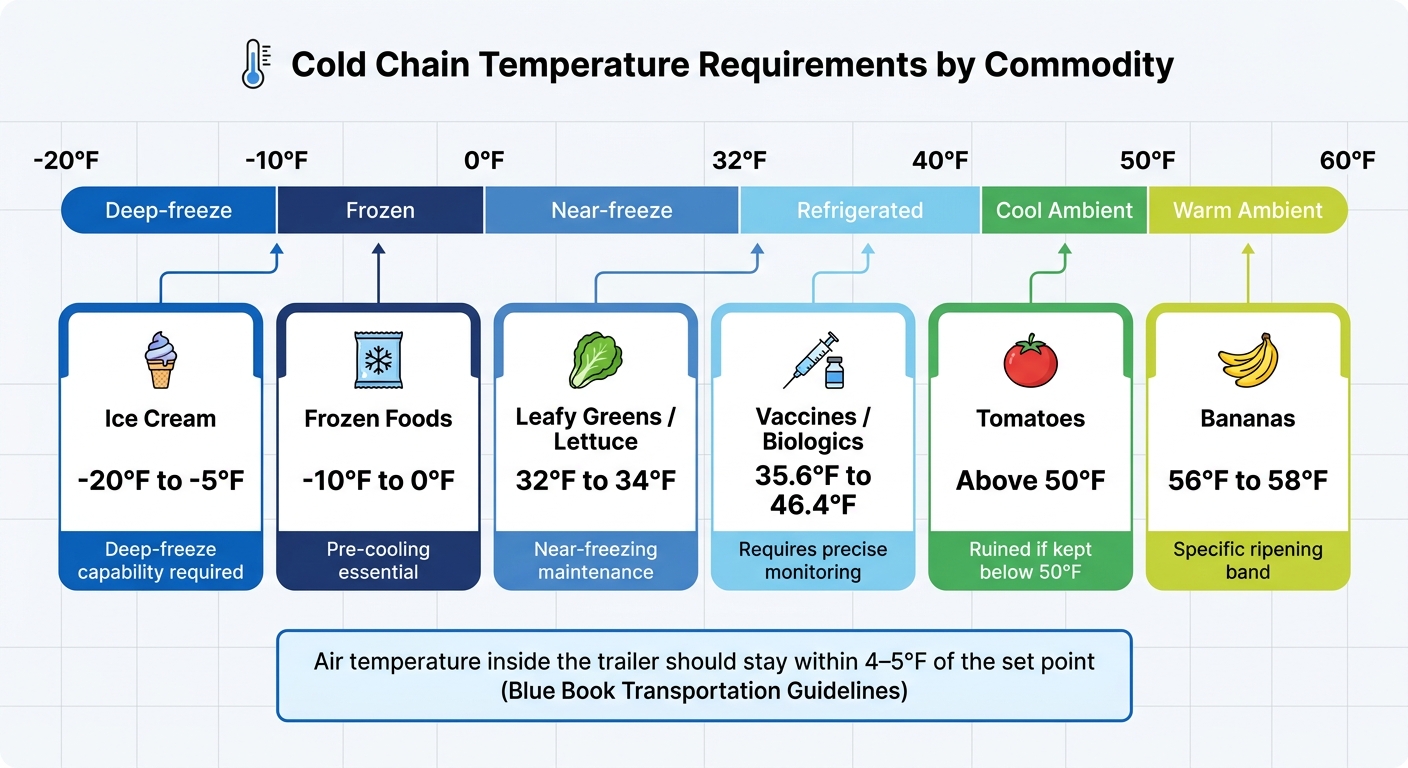 Cold Chain Temperature Requirements by Commodity