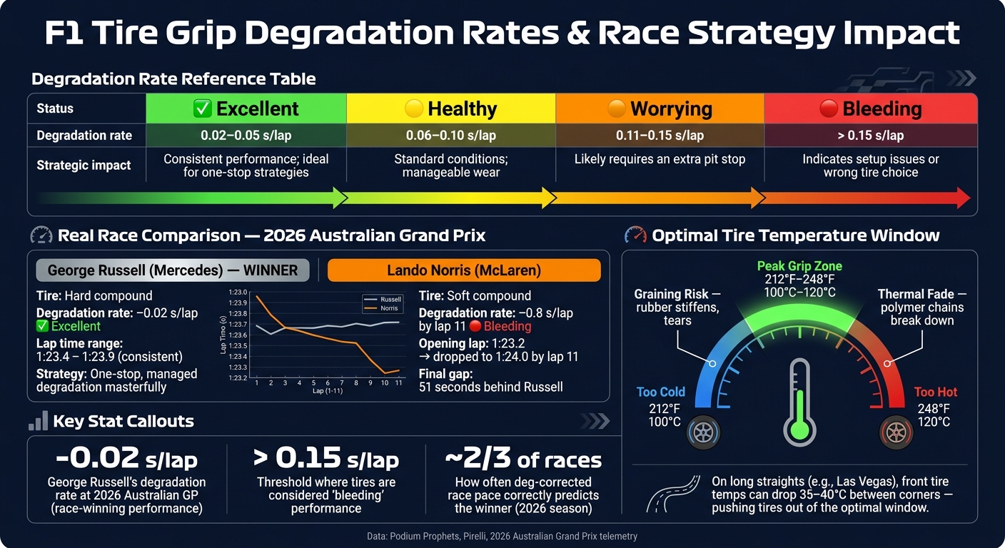F1 Tire Grip Degradation Rates: What the Numbers Mean for Race Strategy