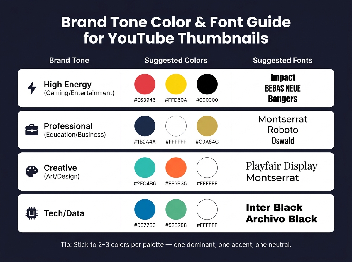 Brand Tone Color & Font Guide for YouTube Thumbnails