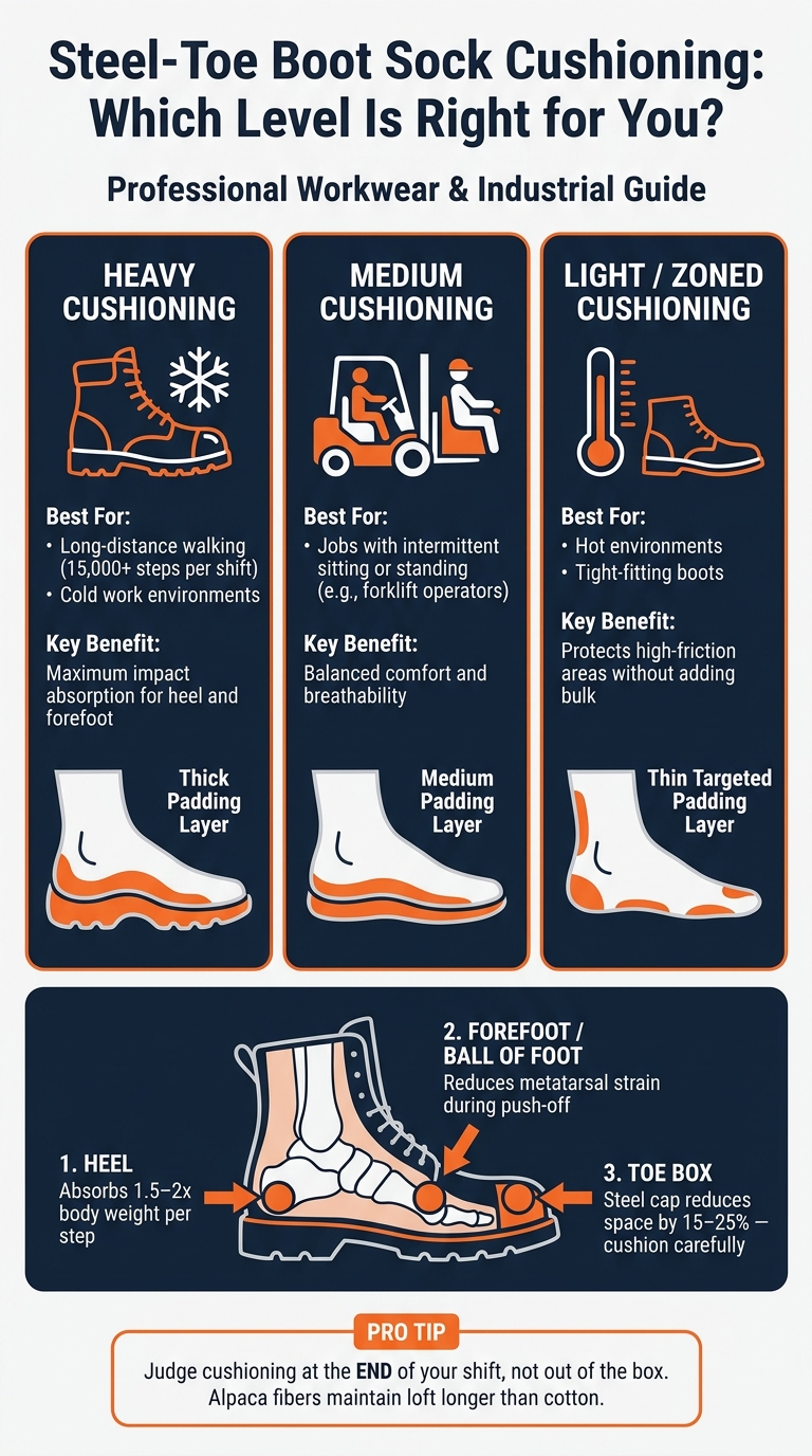 Steel-Toe Boot Sock Cushioning Guide: Which Level Is Right for You?