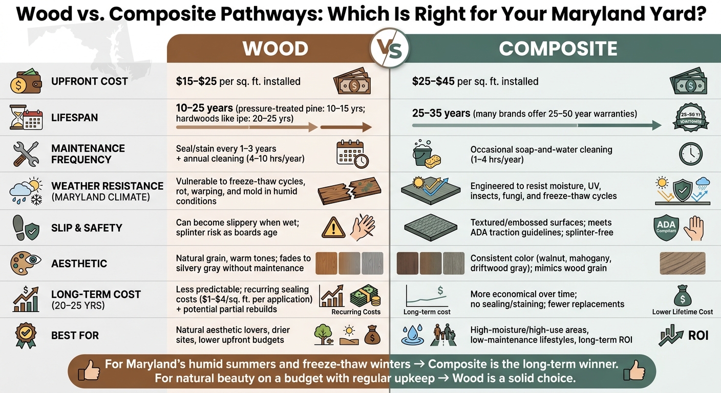 Wood vs. Composite Pathways: Cost, Lifespan & Maintenance Compared