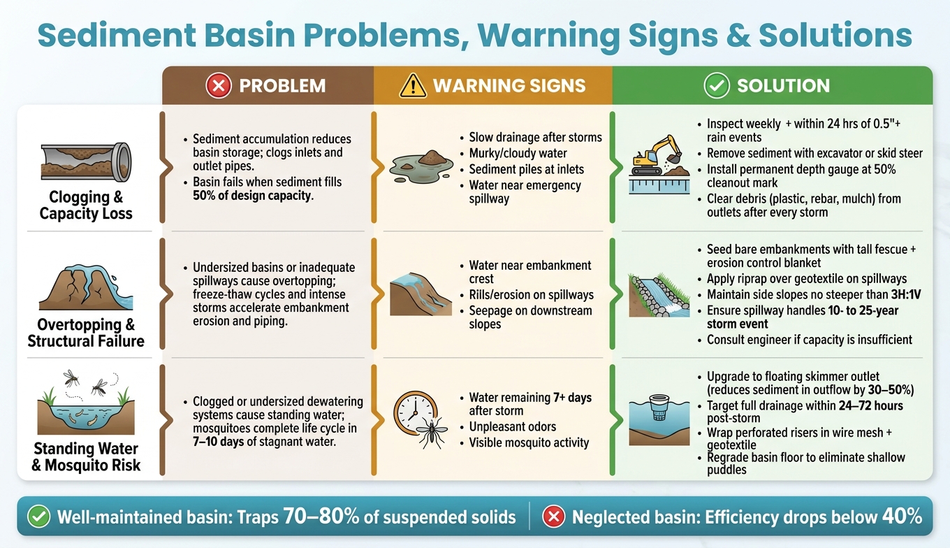 Sediment Basin Problems, Warning Signs & Solutions