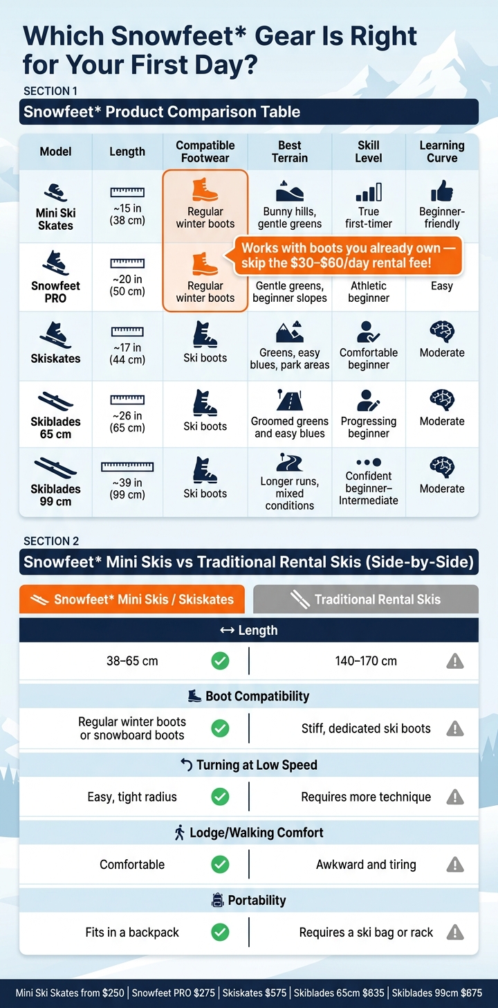 Snowfeet vs Traditional Skis: Beginner Gear Comparison Guide