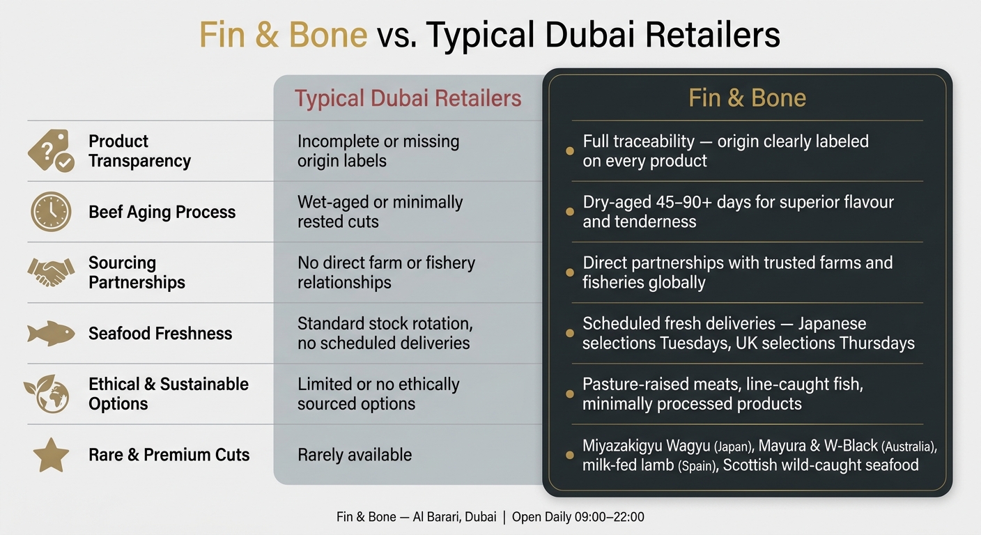Fin & Bone vs. Typical Dubai Retailers: Premium Meat & Seafood Comparison