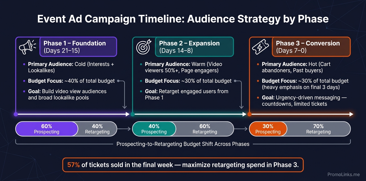 Event Ad Campaign Timeline: Audience Strategy by Phase