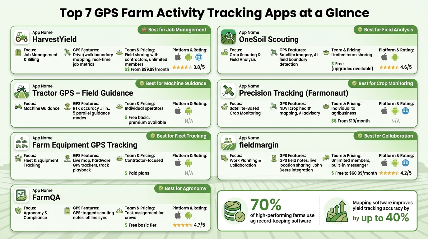 Top 7 GPS Apps for Farm Activity Tracking: Side-by-Side Comparison