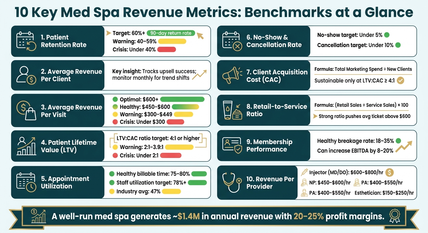 10 Key Med Spa Revenue Metrics: Benchmarks at a Glance