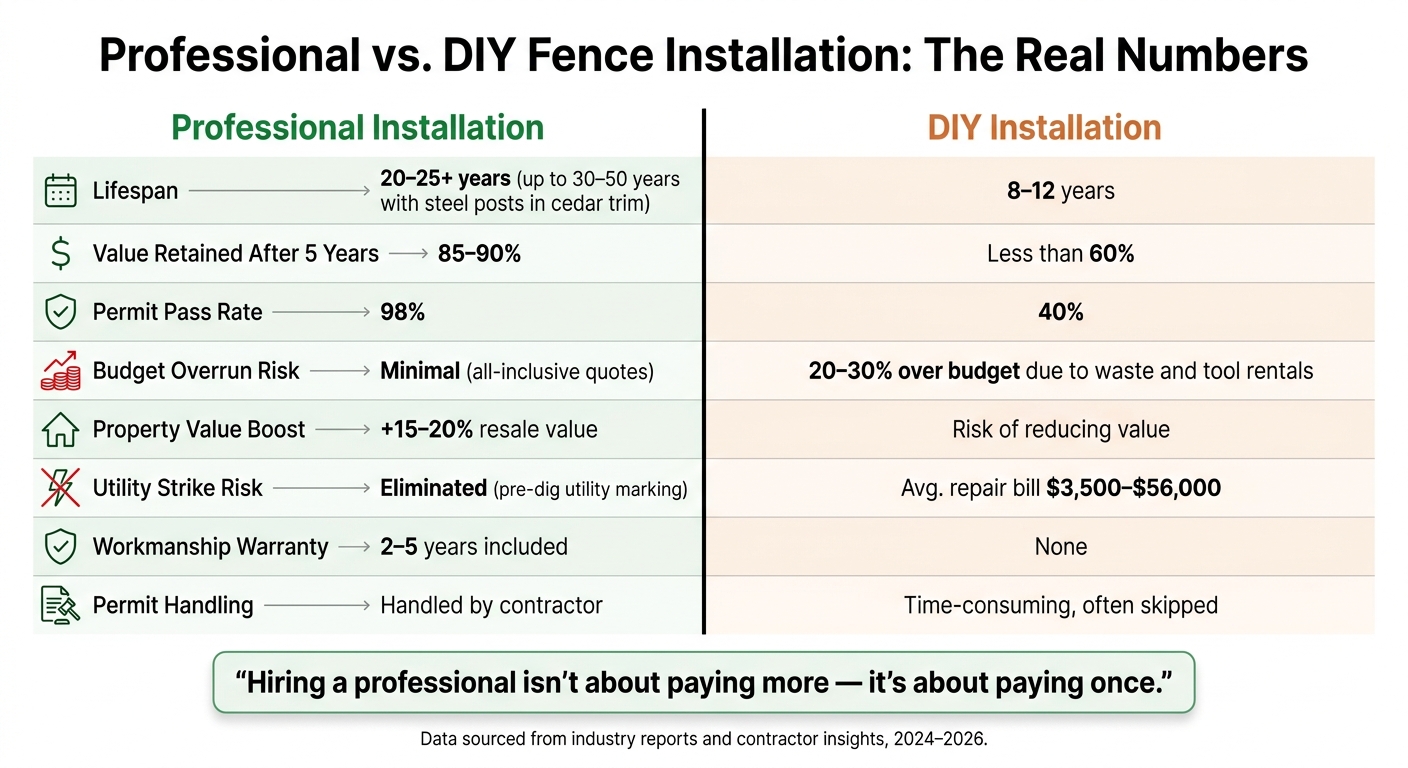 Professional vs. DIY Fence Installation: Cost, Lifespan & Value Compared