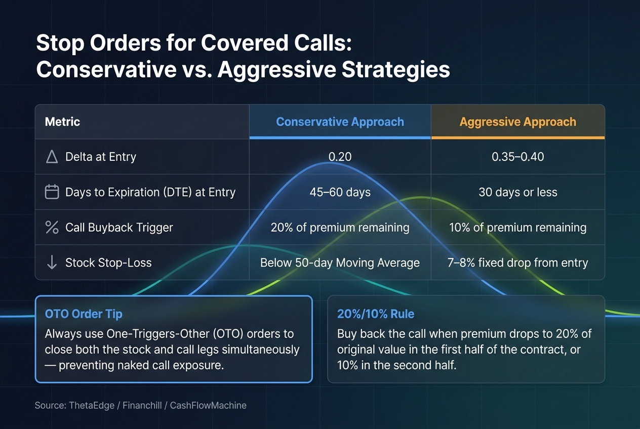 Stop Orders for Covered Calls: Conservative vs. Aggressive Approach
