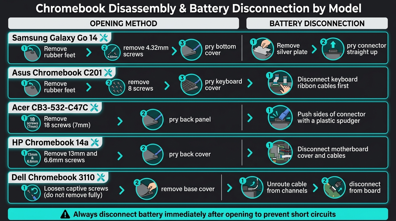 Chromebook Display Cable Replacement: Model-by-Model Disassembly Guide