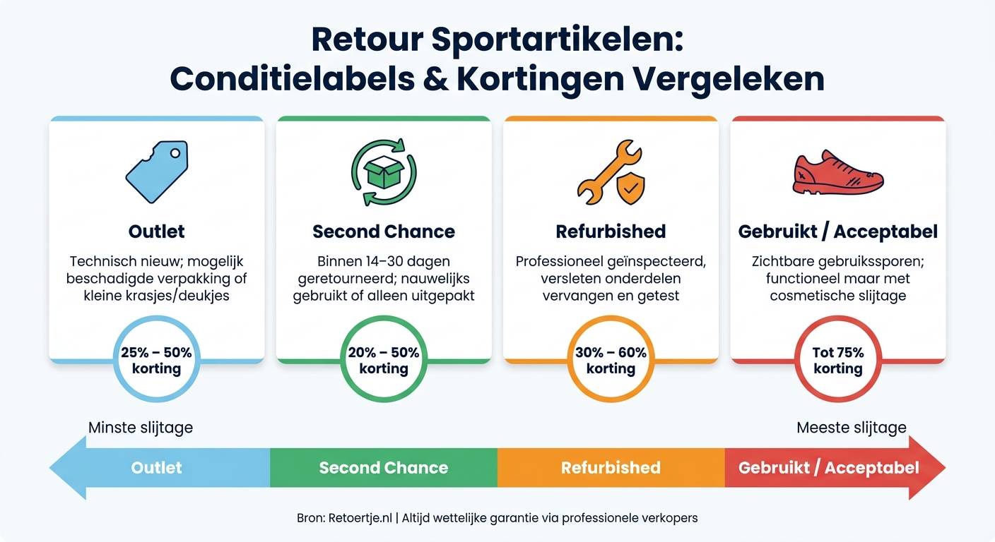 Retour Sportartikelen: Conditielabels & Kortingen Vergeleken