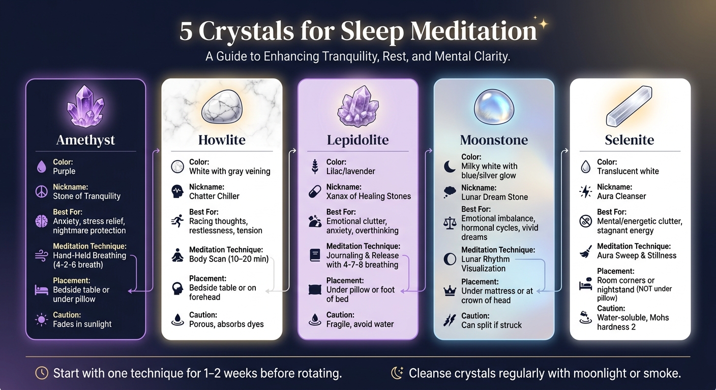 5 Crystals for Sleep: Benefits, Placement & Meditation Techniques