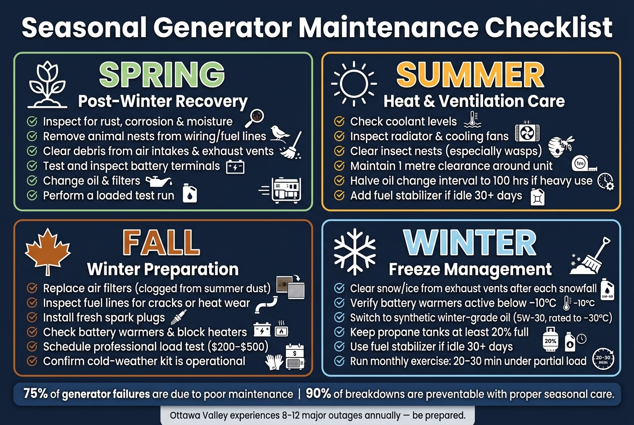 Seasonal Generator Maintenance Checklist: Spring, Summer, Fall & Winter
