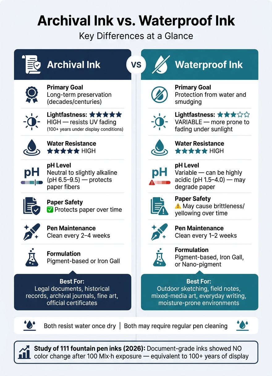 Archival Ink vs. Waterproof Ink: Side-by-Side Comparison