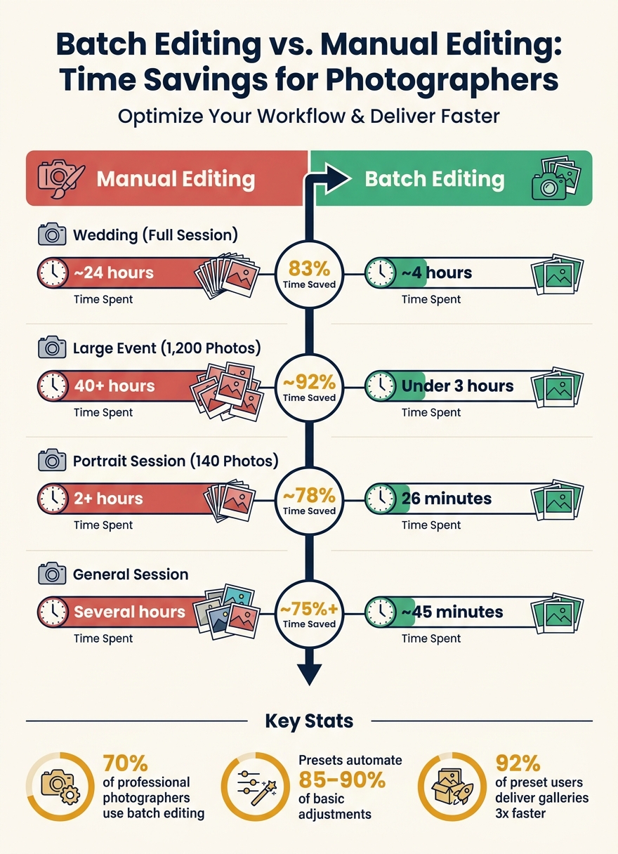 Batch Editing vs. Manual Editing: Time Savings for Photographers