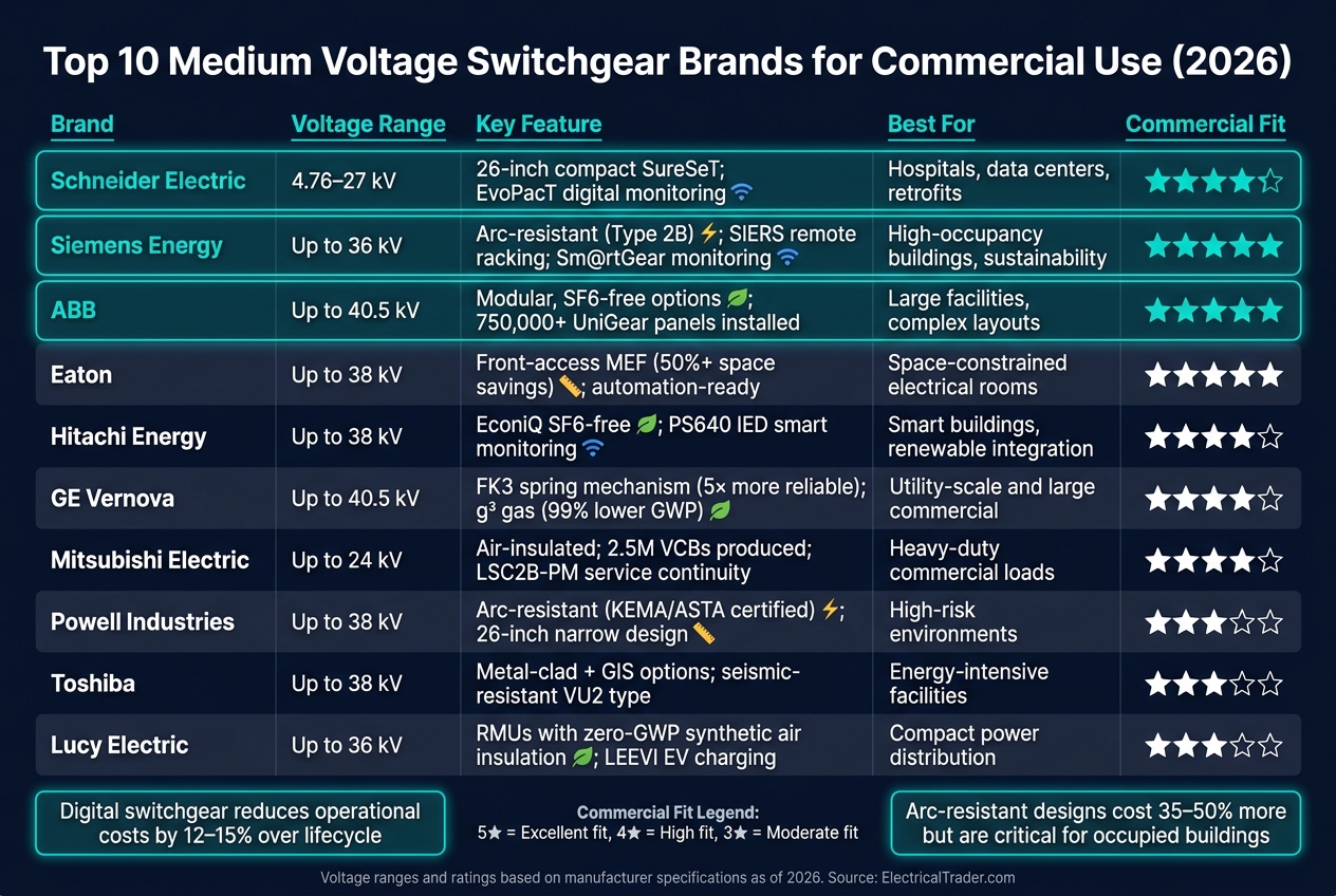 Top 10 Medium Voltage Switchgear Brands Compared (2026)