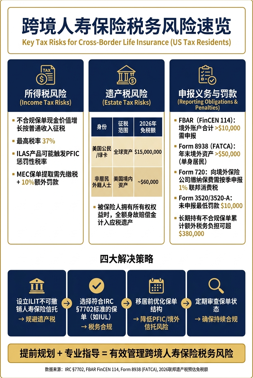 跨境人寿保险税务风险对比：美国公民 vs 非居民外籍人士