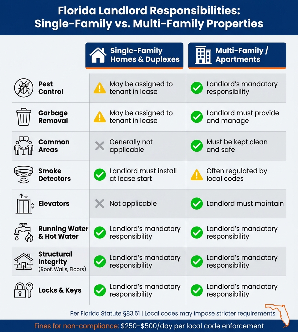 Florida Landlord Responsibilities: Single-Family vs. Multi-Family Properties