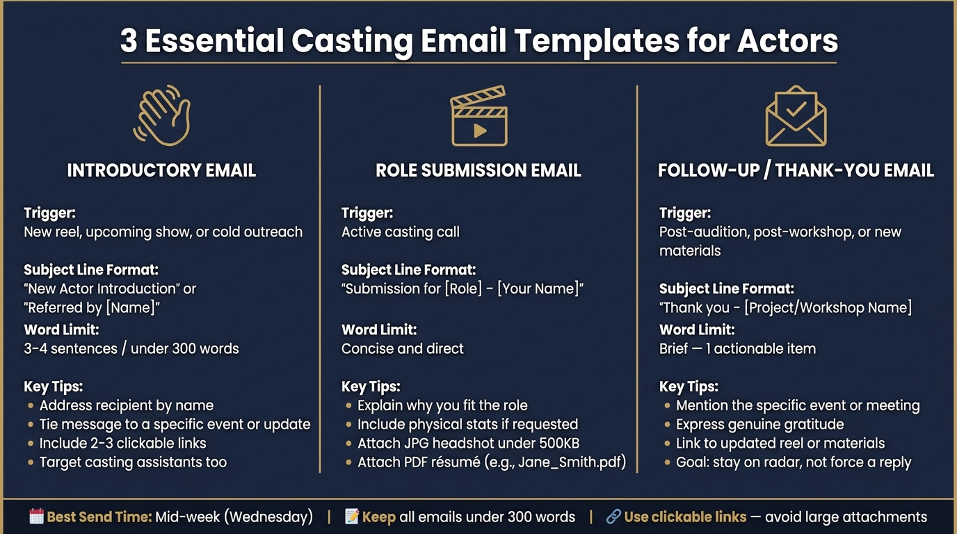 3 Essential Casting Email Templates: Structure, Triggers & Subject Lines