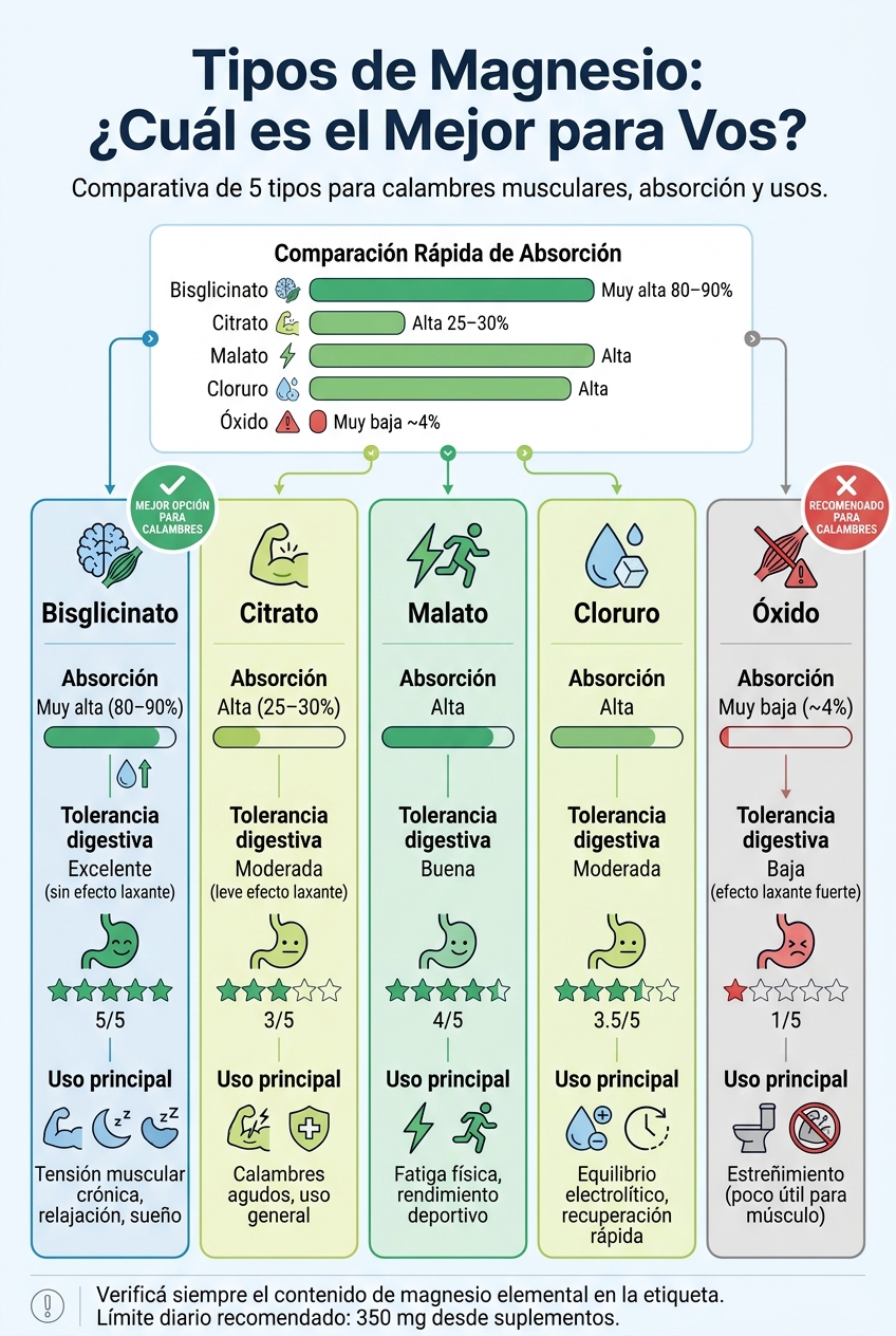 Tipos de Magnesio para Calambres: Comparativa Completa