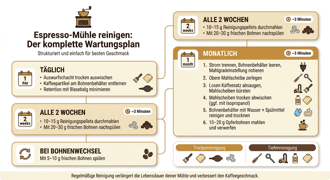 Espresso-Mühle reinigen: Der komplette Wartungsplan