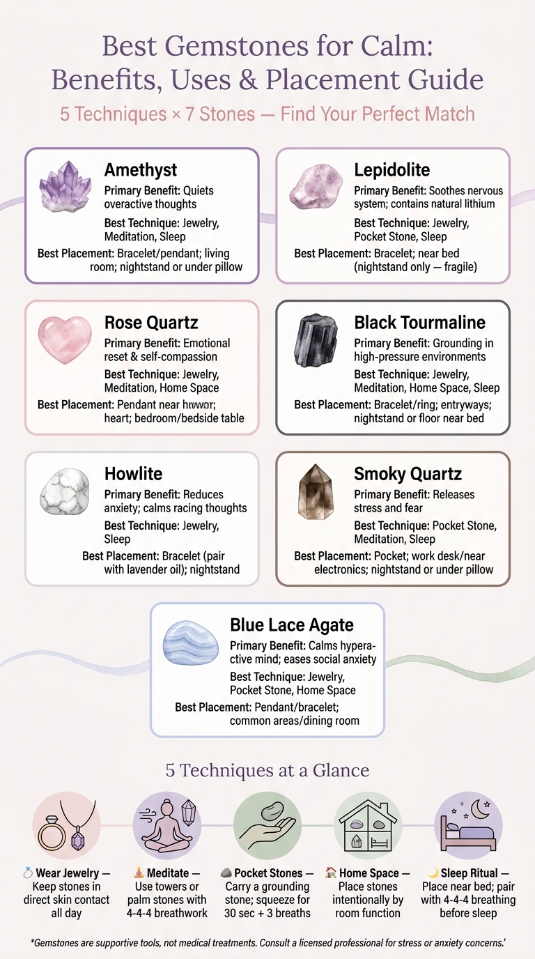 Best Gemstones for Calm: Benefits, Uses & Placement Guide