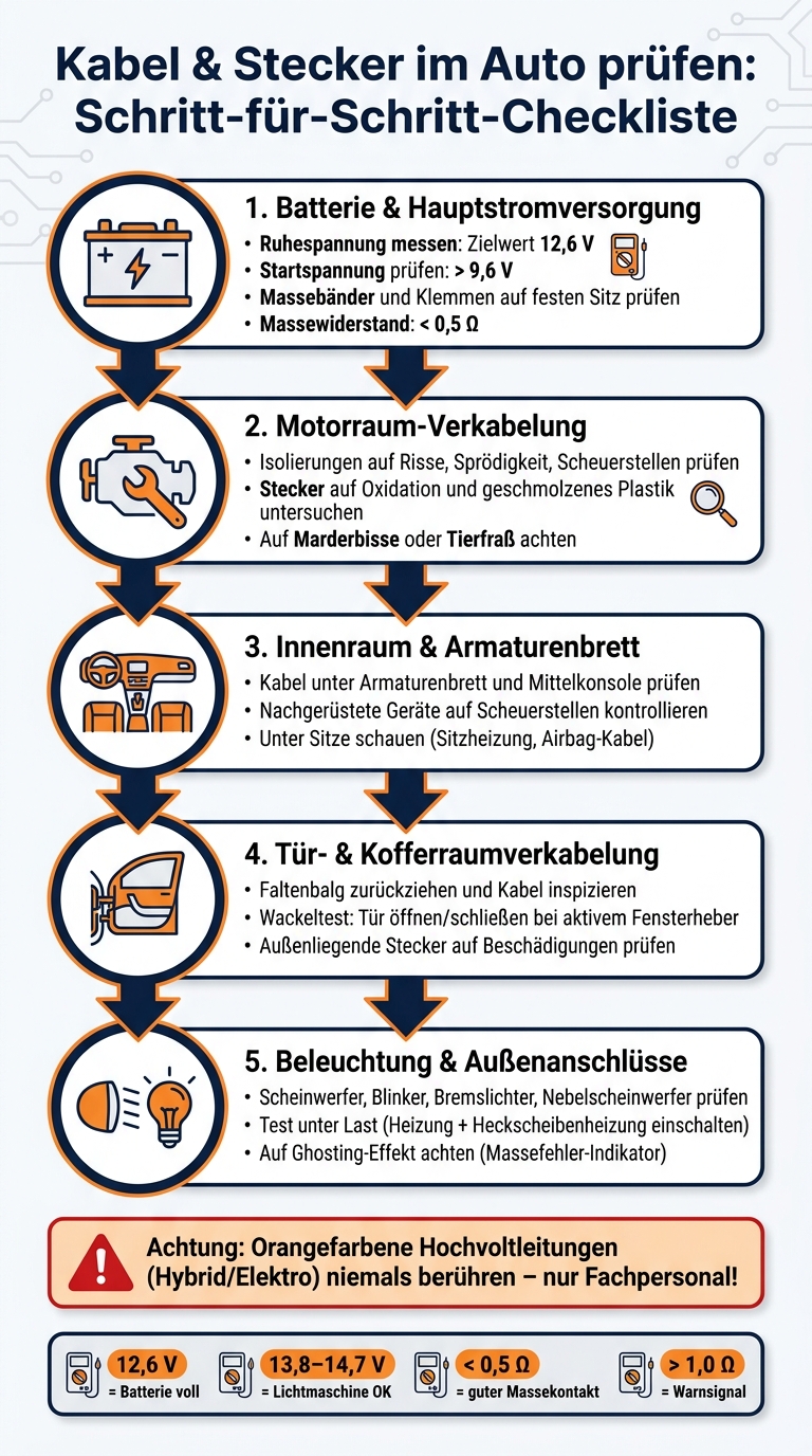 Kabel & Stecker im Auto prüfen: Schritt-für-Schritt-Checkliste