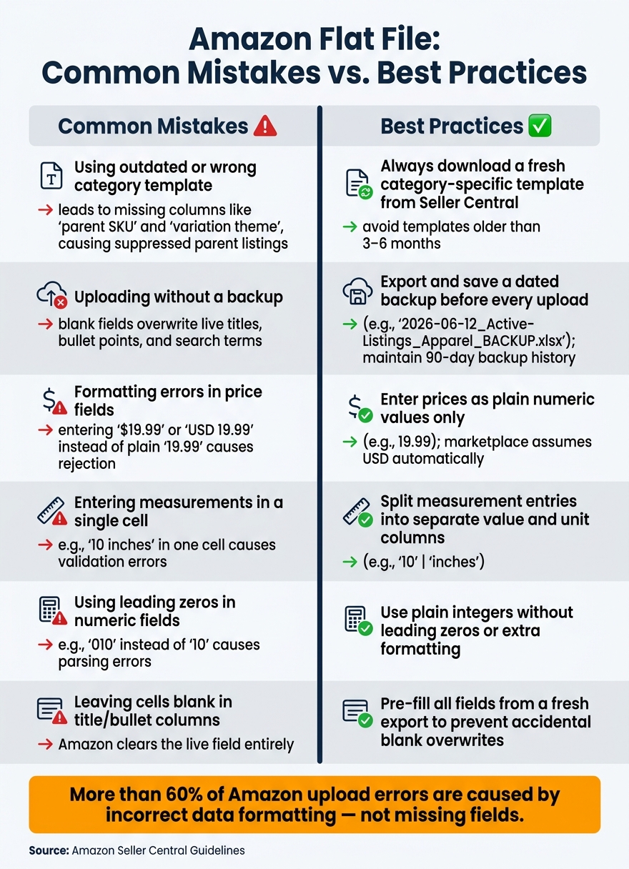 Amazon Flat File Download: Avoid These Mistakes 3 Amazon Flat File Mistakes vs. Best Practices