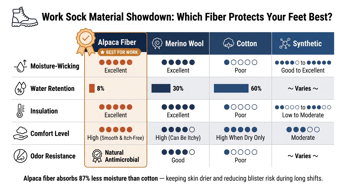 Alpaca vs. Merino vs. Cotton vs. Synthetic Socks: Work Performance Comparison