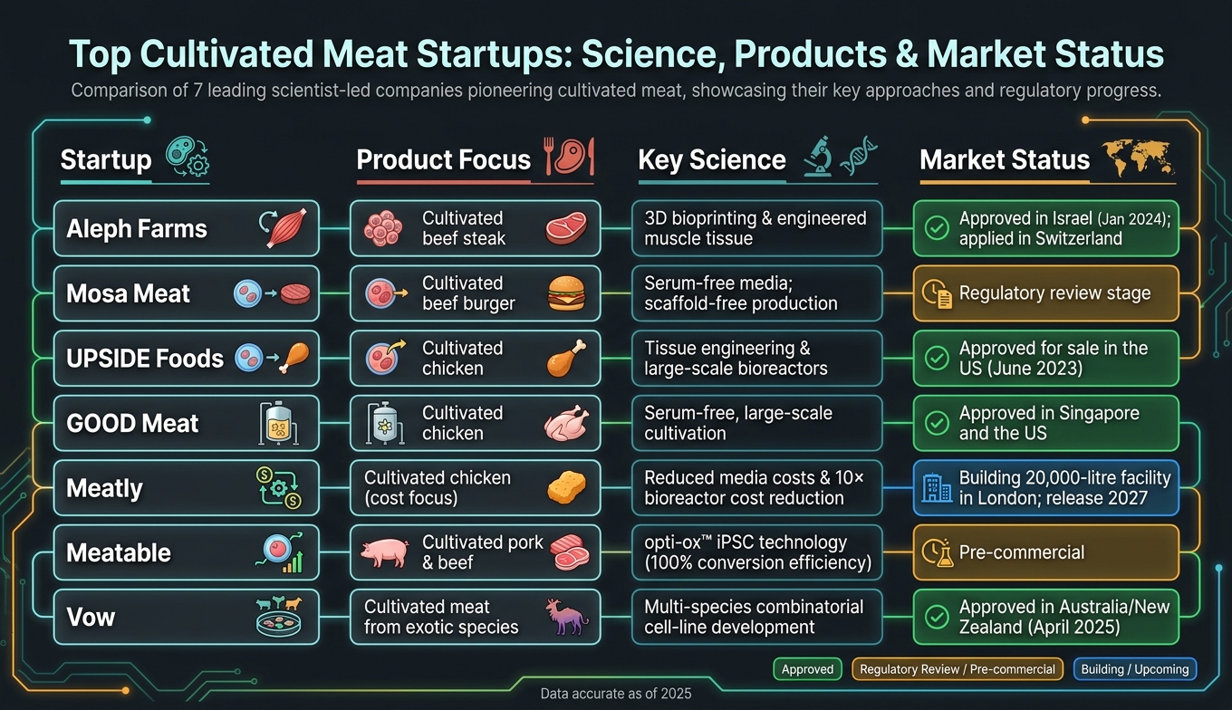 Top Cultivated Meat Startups: Science, Products & Market Status