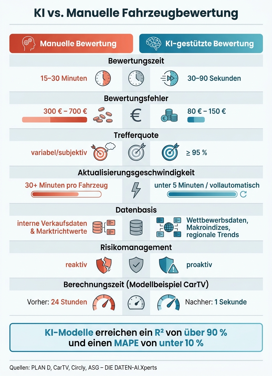 KI vs. Manuelle Fahrzeugbewertung: Fakten im Vergleich