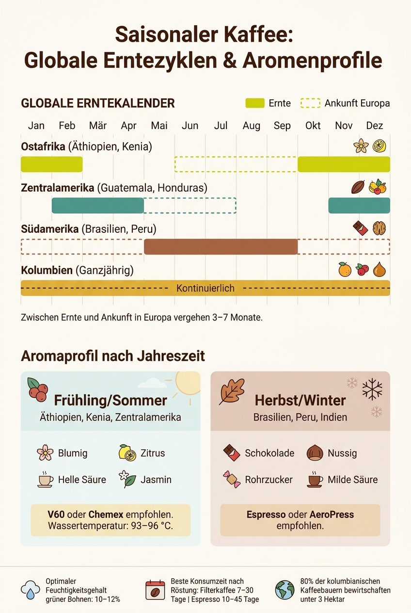 Saisonaler Kaffee: Globale Erntezyklen & Aromenprofile im Überblick